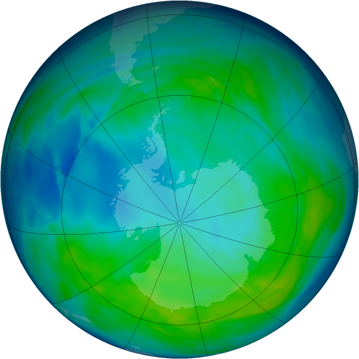 Antarctic ozone map for 13 May 2008